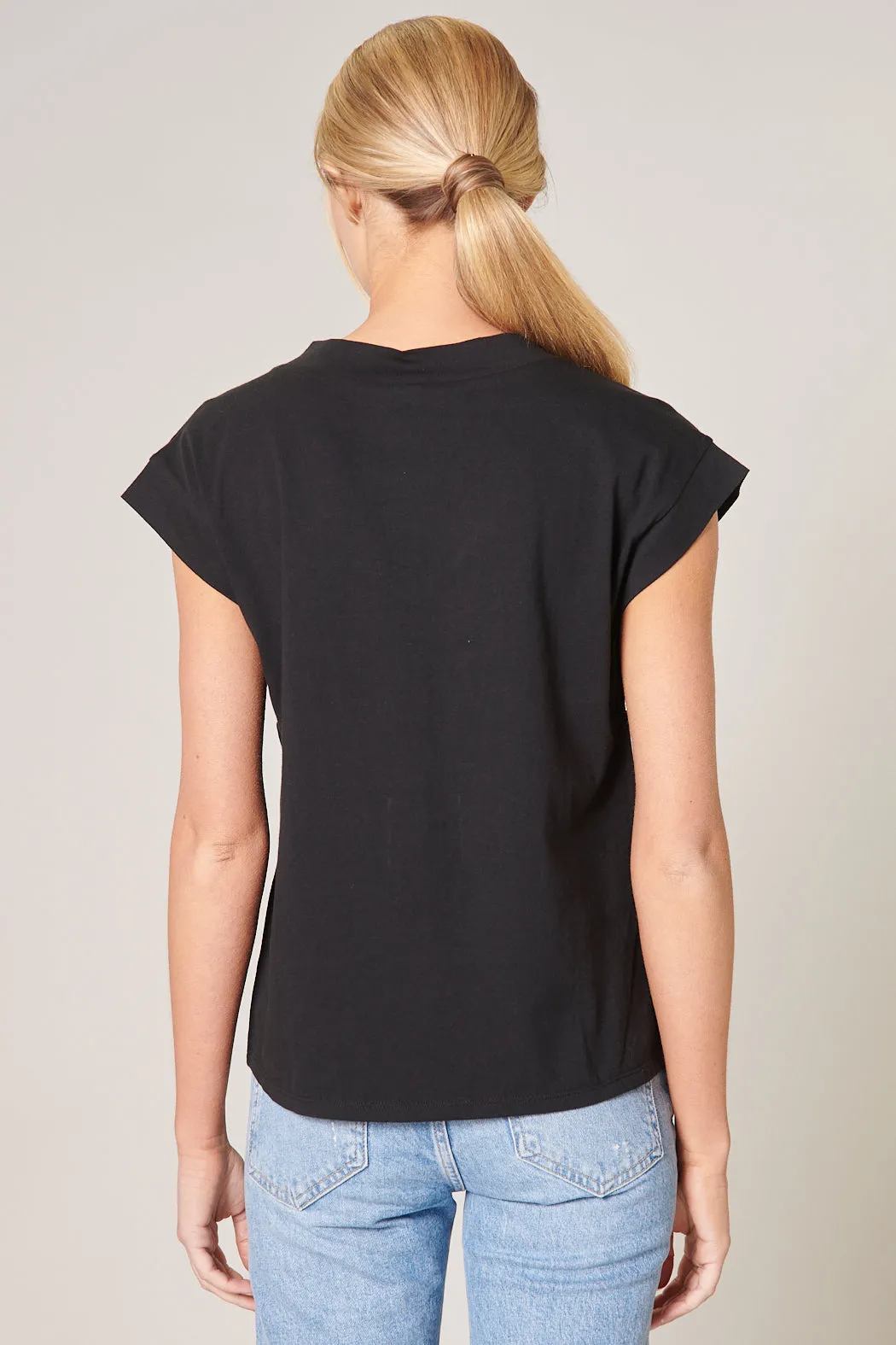 Roselyn V-Neck Drop Shoulder Cotton Knit T-Shirt sold by Sugarlips product image thumbnail 4