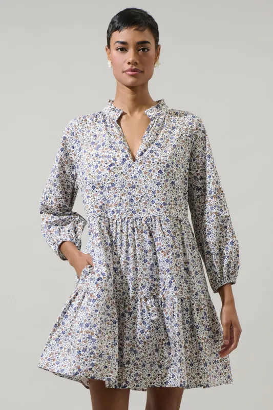 Heath Floral Long Sleeve Mini Shift Dress sold by Sugarlips
