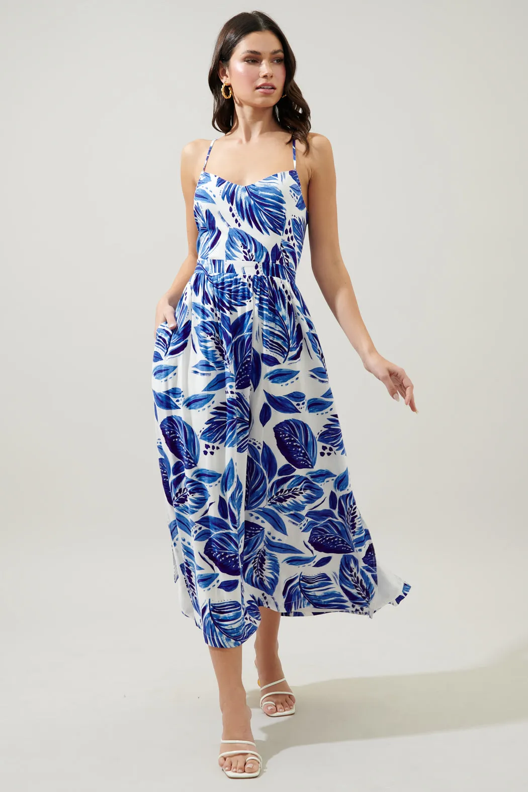 Dawson Palm Print Aisha Open Back Midi Dress sold by Sugarlips product image thumbnail 5