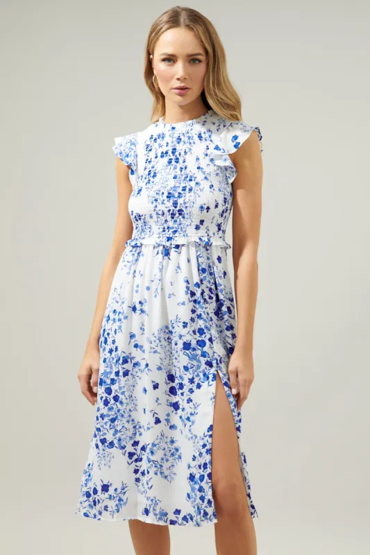 Love Bomb Sapphire Amira Smocked Floral Dress sold by Sugarlips