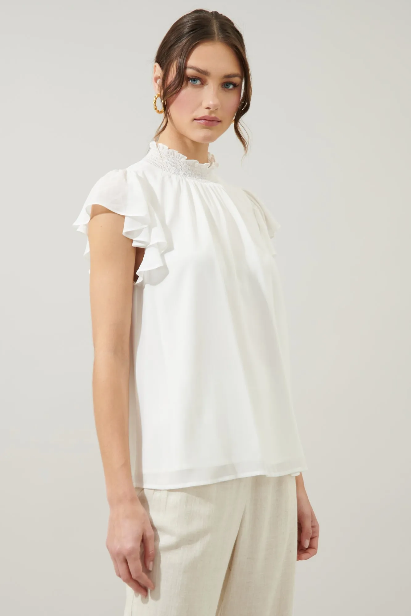 Sun Up Mock Neck Flowy Blouse sold by Sugarlips product image thumbnail 3