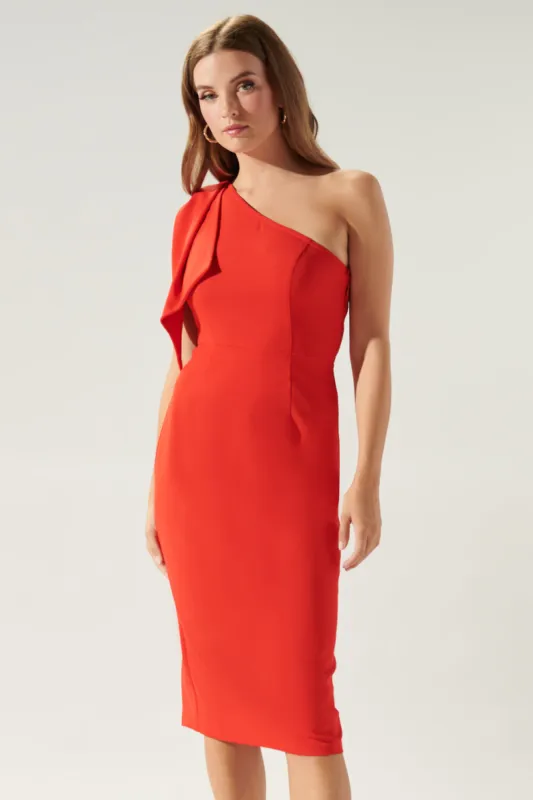 Maraschino Single Tie Shoulder Midi Dress sold by Sugarlips