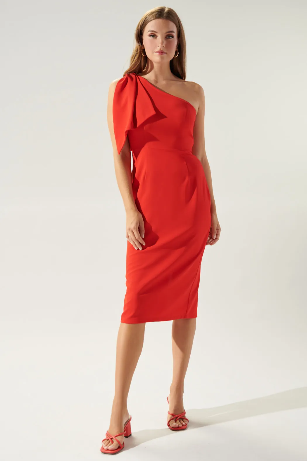 Maraschino Single Tie Shoulder Midi Dress sold by Sugarlips product image thumbnail 4