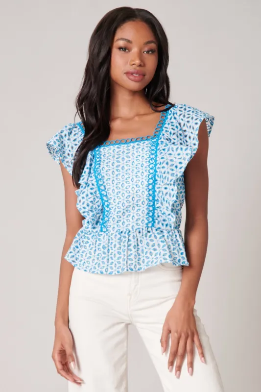 Backroad Eyelet Peplum Top sold by Sugarlips