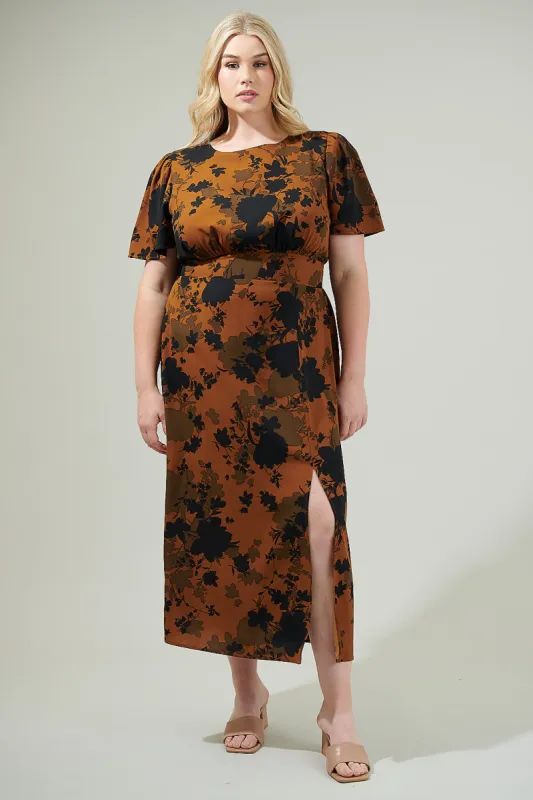 Sandy Floral Bloom Midi Dress Curve sold by Sugarlips