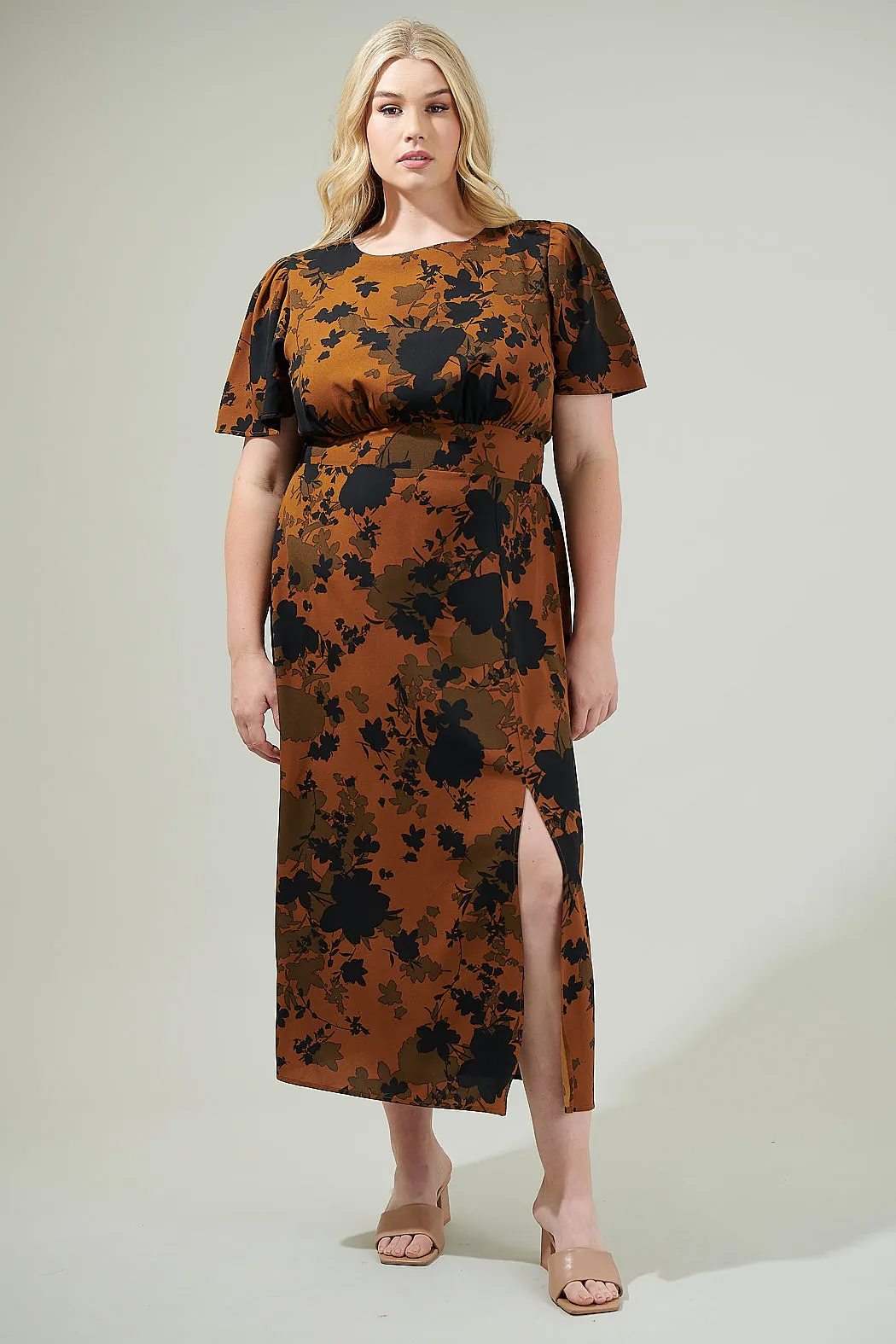 Sandy Floral Bloom Midi Dress Curve sold by Sugarlips