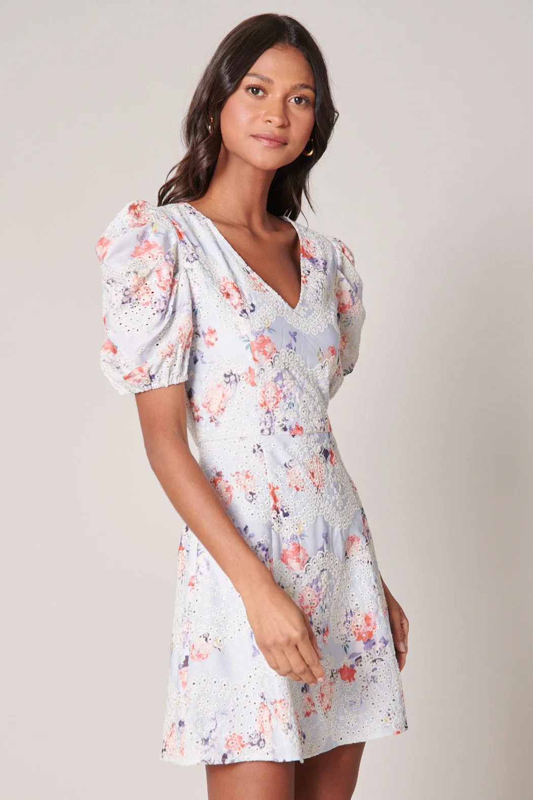 Rosalia Floral Eyelet Mini Dress sold by Sugarlips product image thumbnail 3