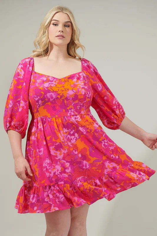 Flirty Floral Evy Sweetheart Mini Dress Curve sold by Sugarlips