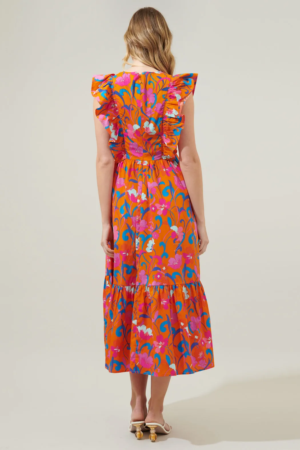 Baila Floral Fairness Poplin Surplice Midi Dress sold by Sugarlips product image thumbnail 3