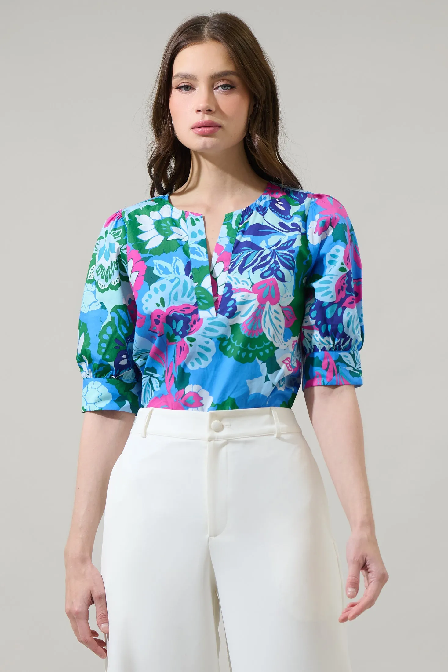 Lavera Floral Waterlilly Balloon Sleeve Top sold by Sugarlips product image thumbnail 2