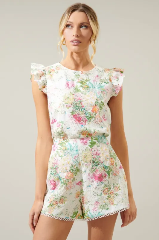 Sommerset Eyelet Daniela Trapeze Ruffle Top sold by Sugarlips