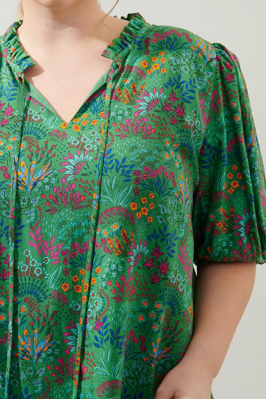 Ruya Floral Bluebay Puff Sleeve Blouse Curve sold by Sugarlips product image thumbnail 5