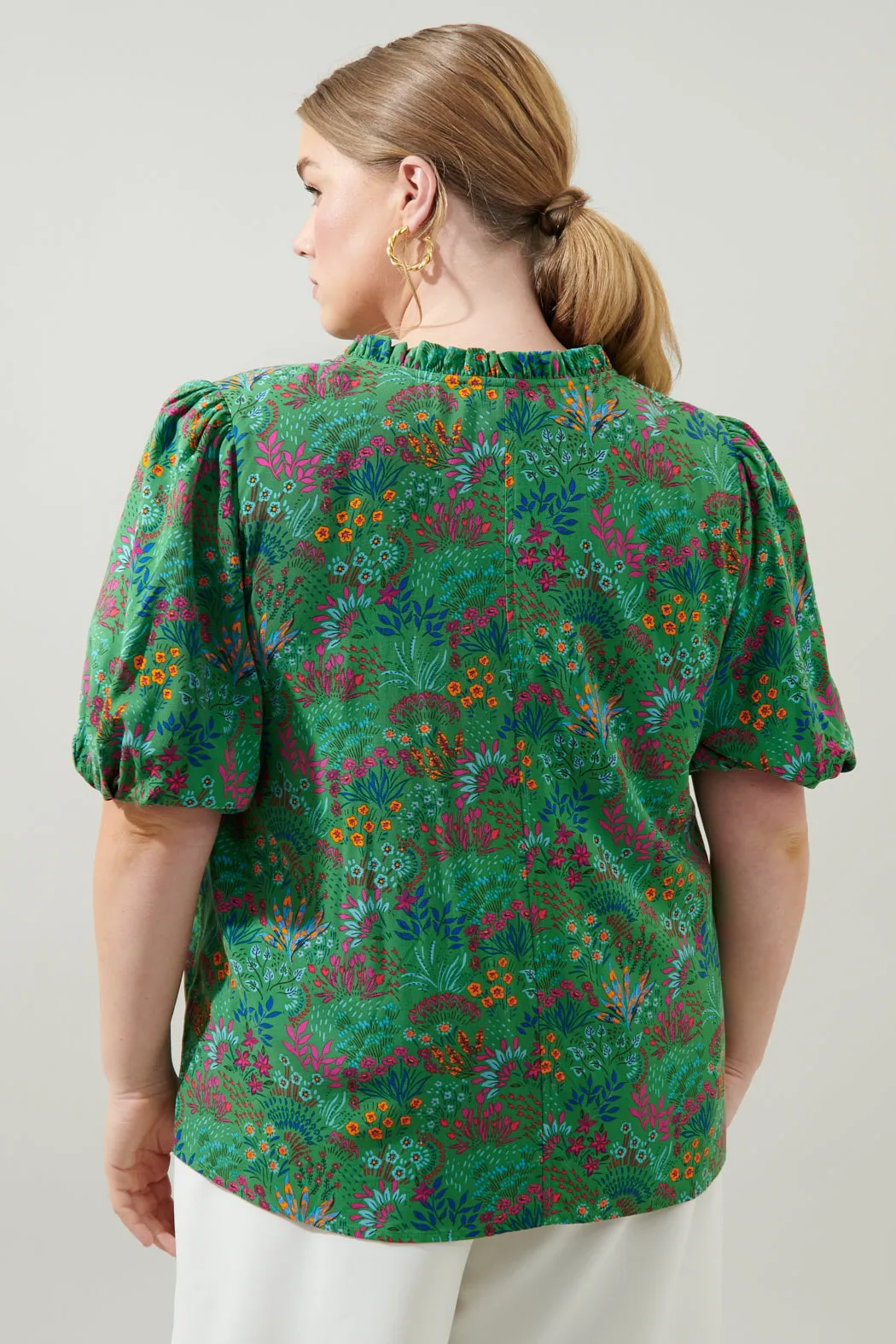 Ruya Floral Bluebay Puff Sleeve Blouse Curve sold by Sugarlips product image thumbnail 2