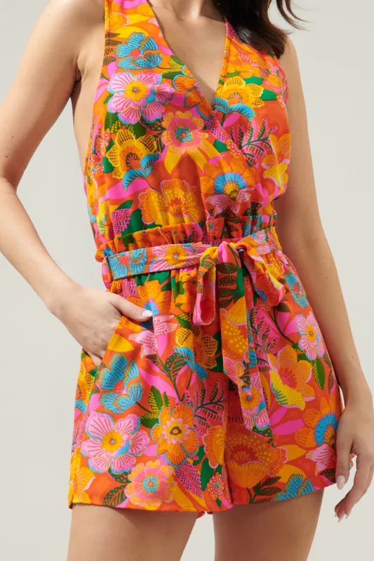 Idalia Floral Honey Surplice Romper sold by Sugarlips