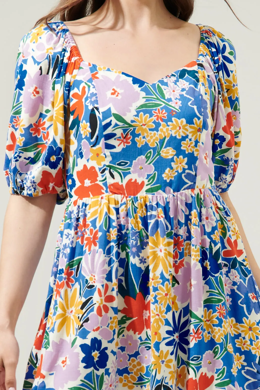 Ojai Floral Zipporah Puff Sleeve Sweetheart Mini Dress sold by Sugarlips product image thumbnail 5