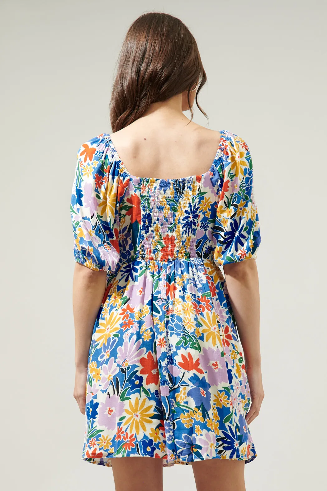 Ojai Floral Zipporah Puff Sleeve Sweetheart Mini Dress sold by Sugarlips product image thumbnail 2