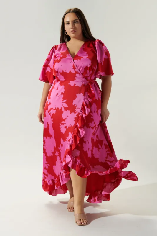 Burning Love Satin Abelia Hi Low Maxi Dress Curve sold by Sugarlips