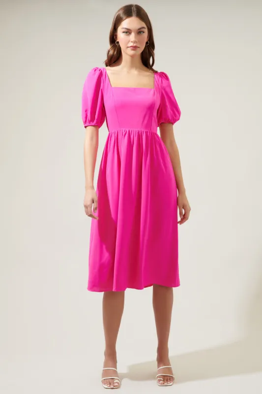 Yvonne Puff Sleeve Midi Dress sold by Sugarlips