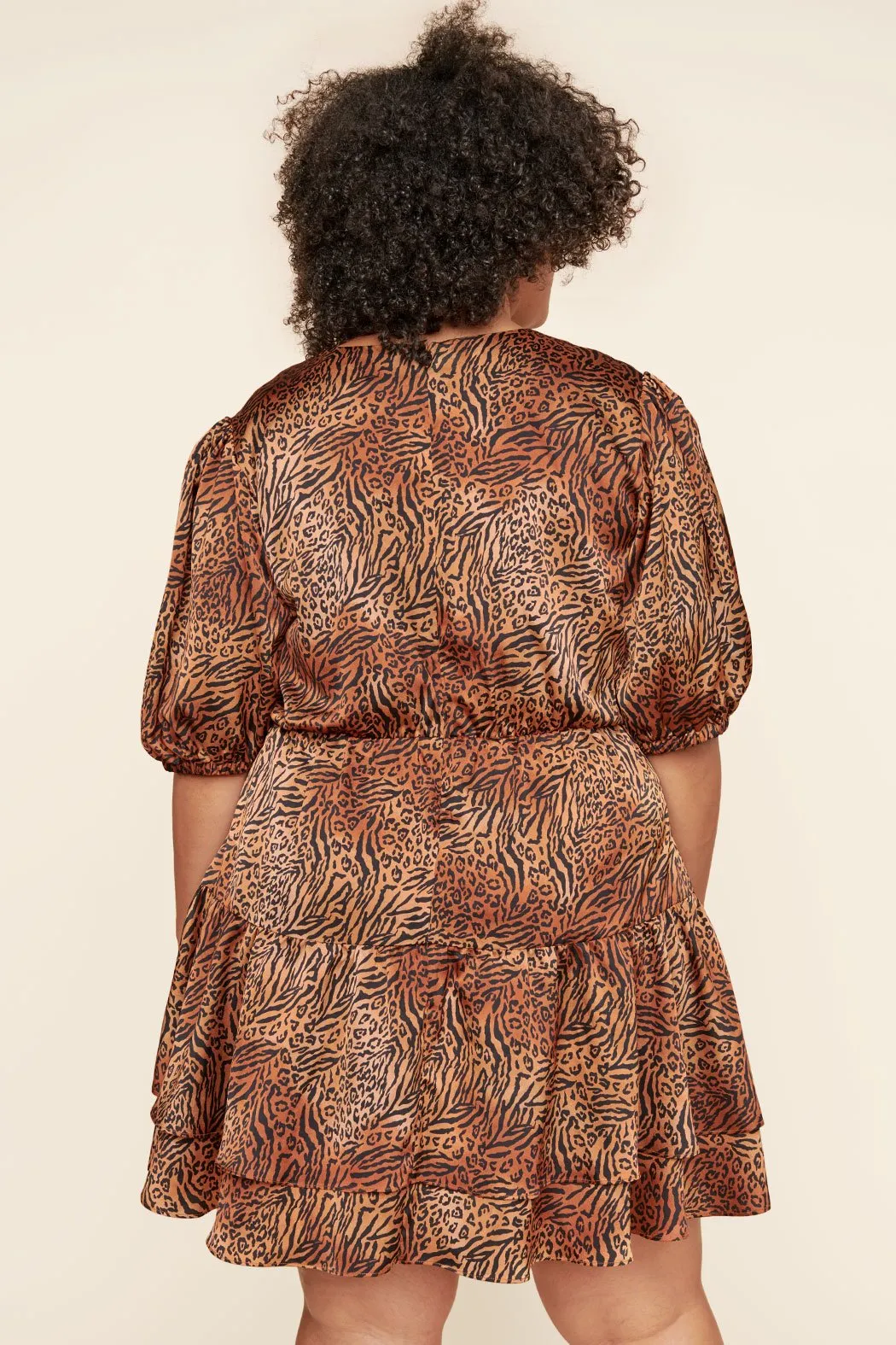 Leonna Animal Print Surplice Puff Sleeve Mini Dress Curve sold by Sugarlips product image thumbnail 4