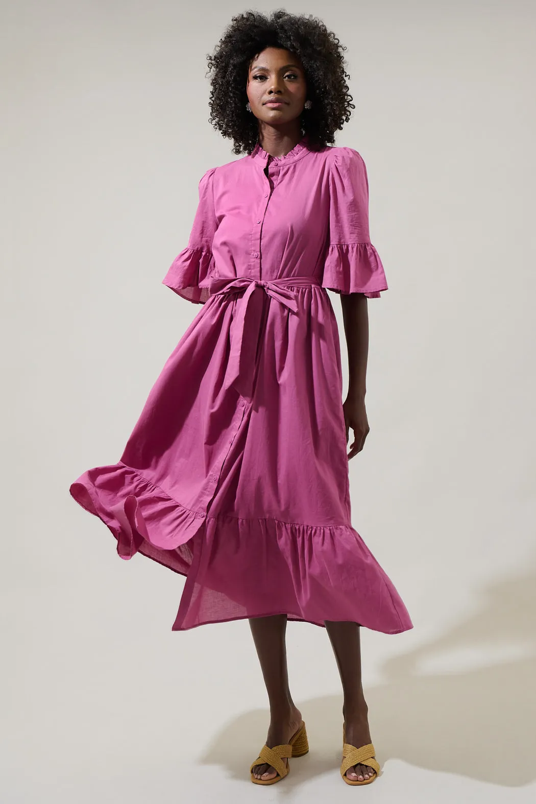 Maribella Button Down Midi Dress sold by Sugarlips