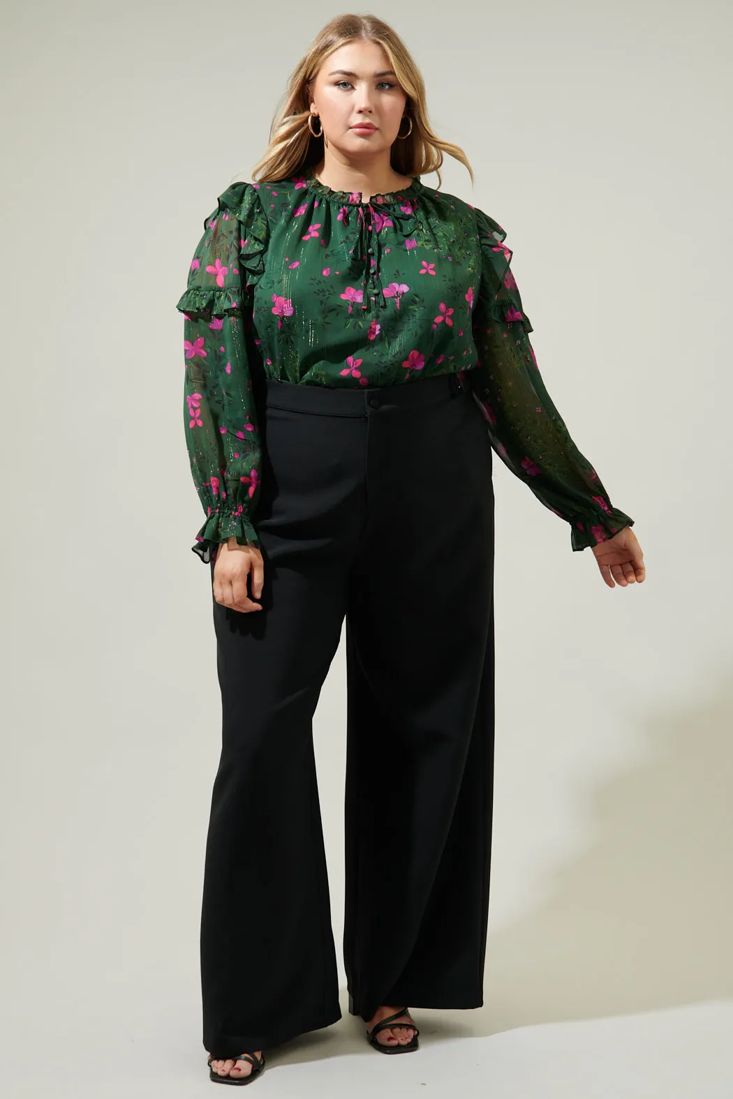 Juniper Floral Marquette Henley Blouse Curve sold by Sugarlips product image thumbnail 4