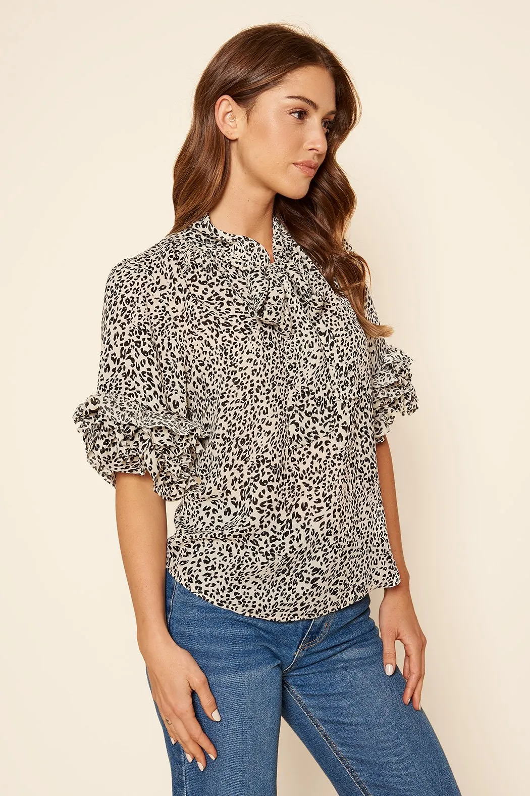 Bengel Leopard Lida Tie Neck Top sold by Sugarlips product image thumbnail 3