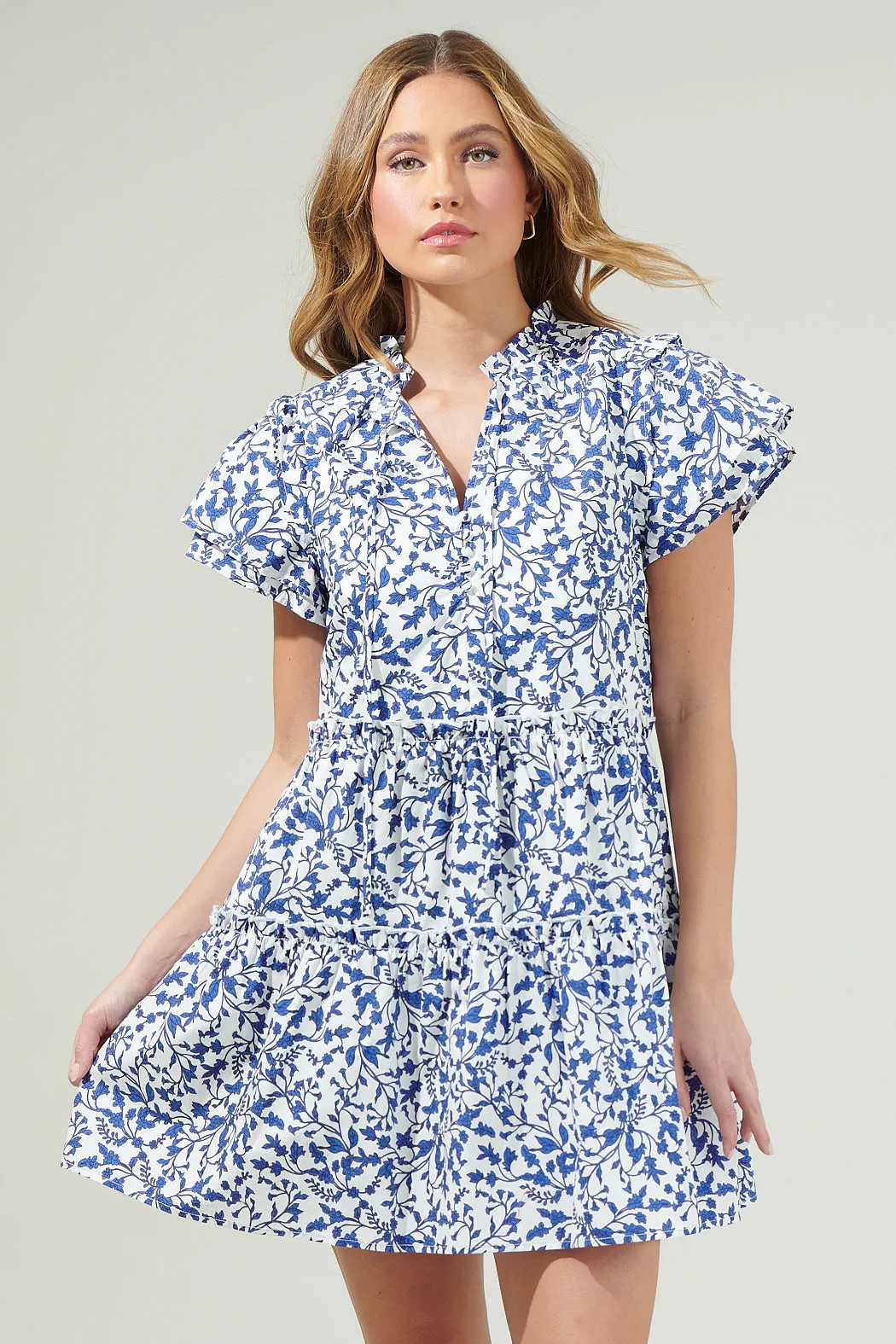 Empire Floral Tiered Mini Dress sold by Sugarlips