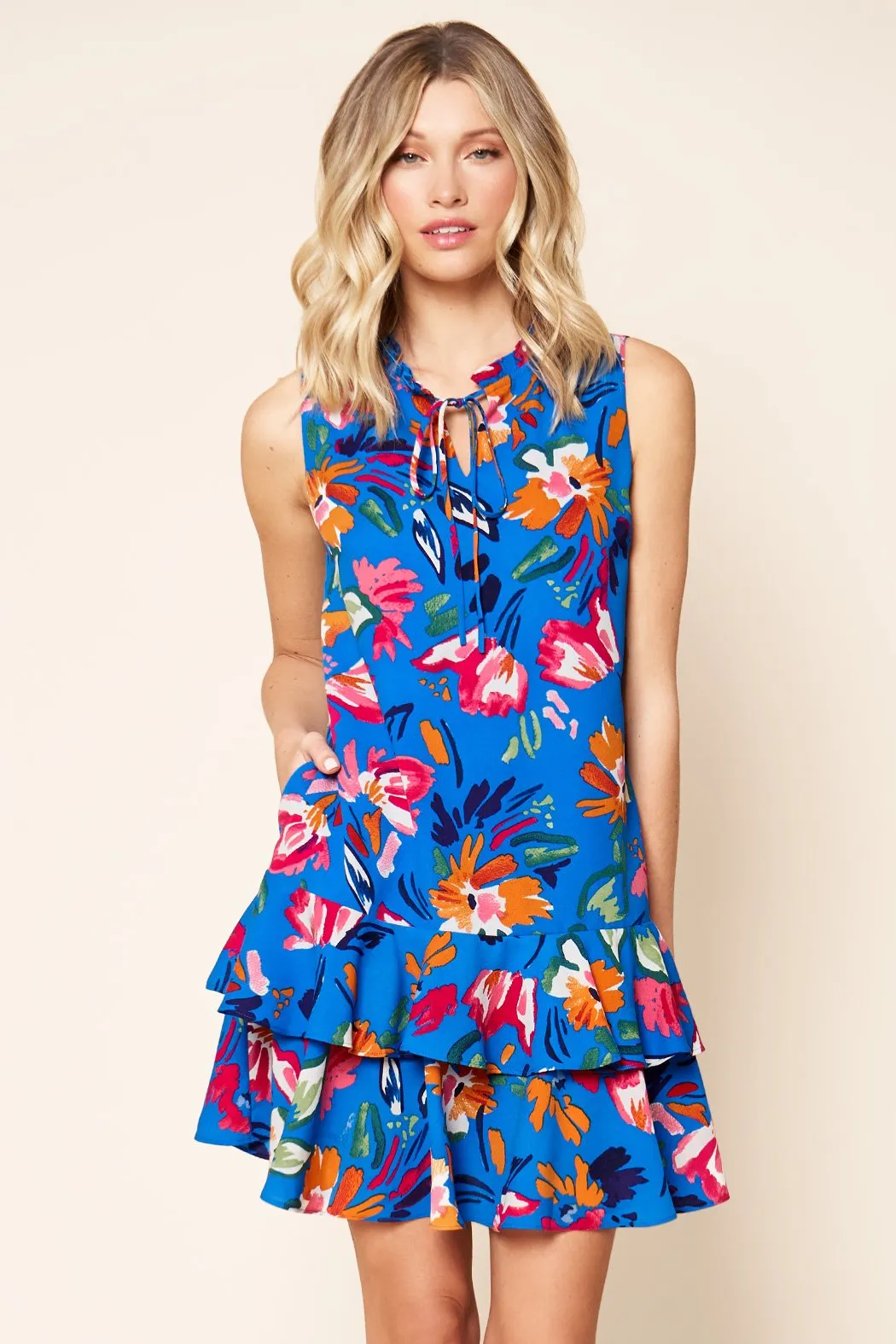 Floral Strokes Tiered Dress sold by Sugarlips