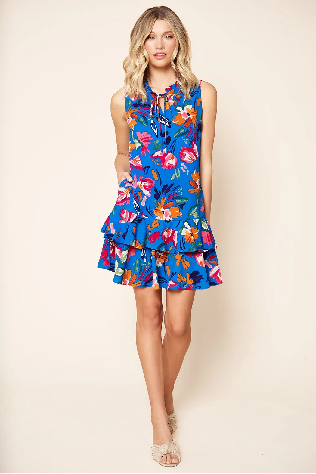 Floral Strokes Tiered Dress sold by Sugarlips product image thumbnail 4