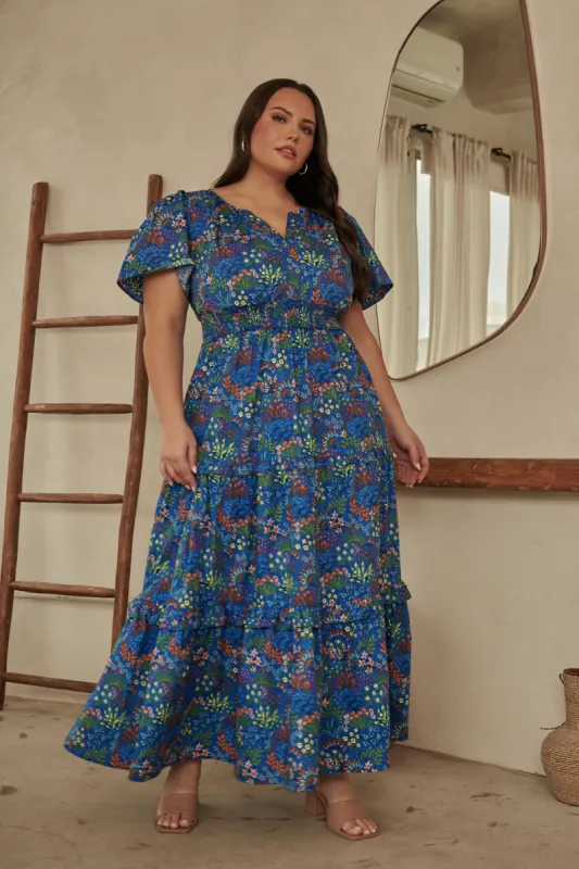 Ruya Floral Palmer Poplin Tiered Maxi Dress Curve sold by Sugarlips