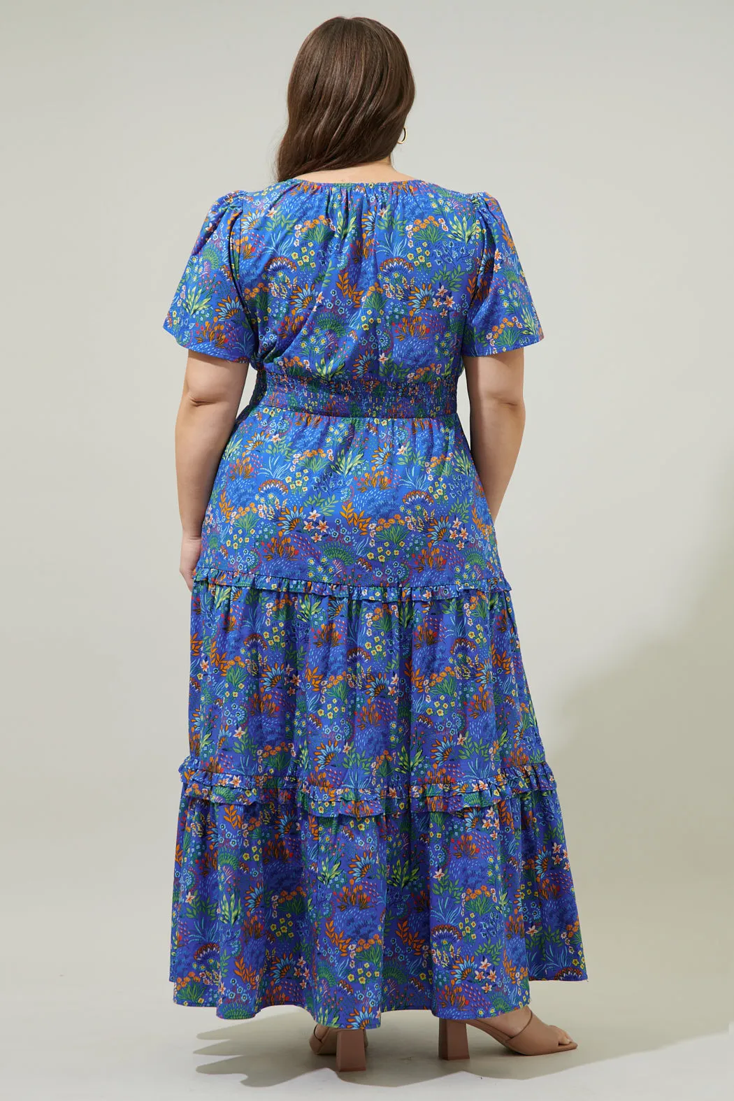 Ruya Floral Palmer Poplin Tiered Maxi Dress Curve sold by Sugarlips product image thumbnail 3