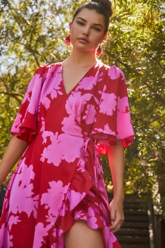 Burning Love Satin Abelia Hi Low Maxi Dress sold by Sugarlips