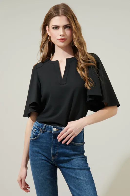 Easton Split Neck Blouse sold by Sugarlips