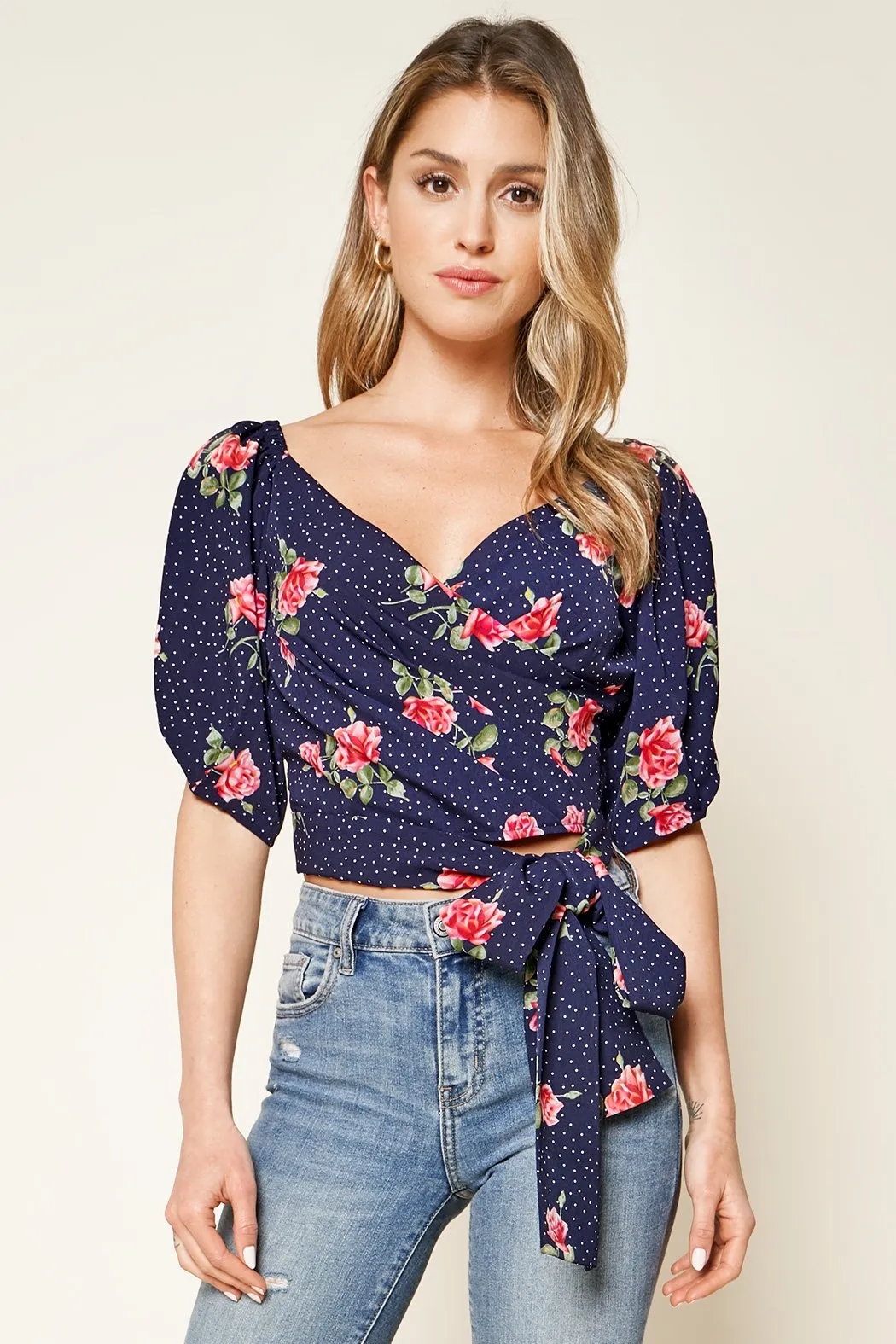 Morning Bloom Floral Print Puff Sleeve Crop Top sold by Sugarlips