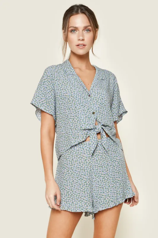 Bellare Floral Tie Front Top sold by Sugarlips