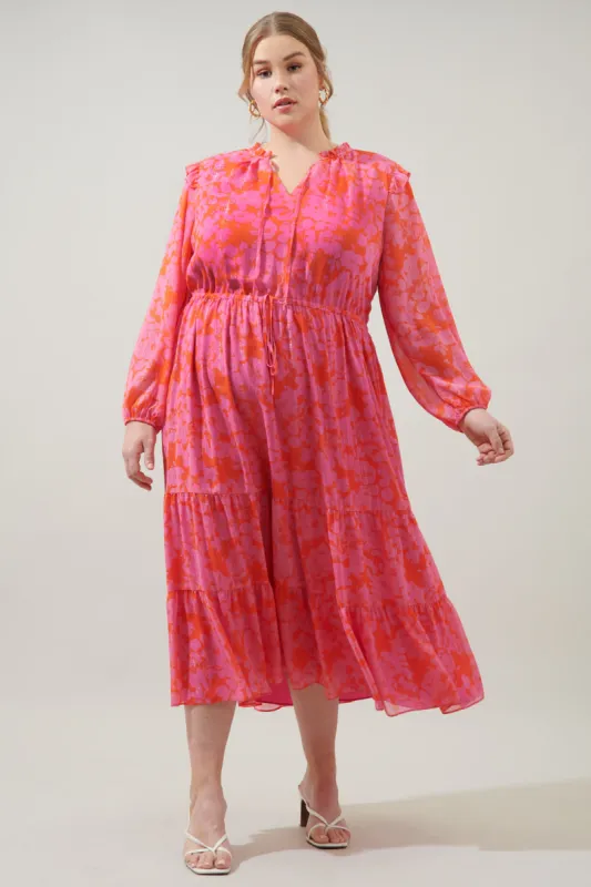 Carolina Reaper Kristen Tiered Midi Dress Curve sold by Sugarlips