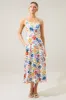 Ojai Floral Booker Cross Back Midi Dress sold by Sugarlips