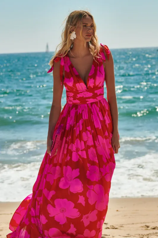 Caribbean Crush Descanso Pleated Maxi Dress sold by Sugarlips