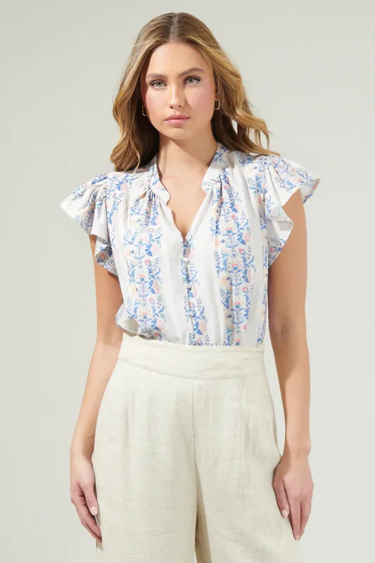 Everly Floral Split Neck Blouse sold by Sugarlips