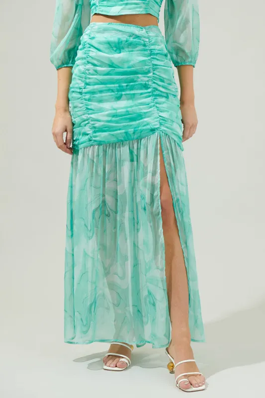 Judie Shirred Slit Maxi Skirt sold by Sugarlips