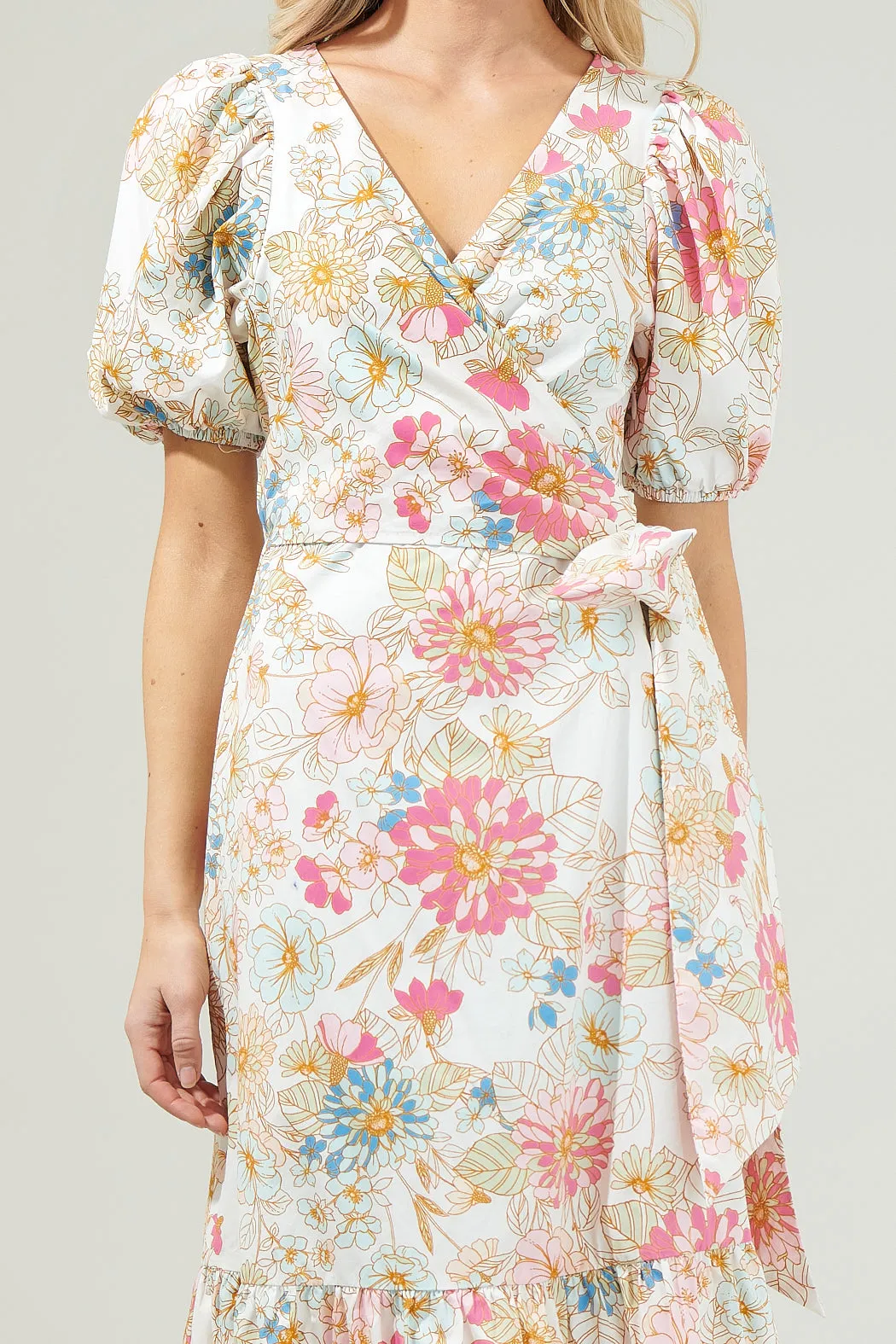 Day Lily Floral Poplin Wrap Top Midi Dress sold by Sugarlips product image thumbnail 5