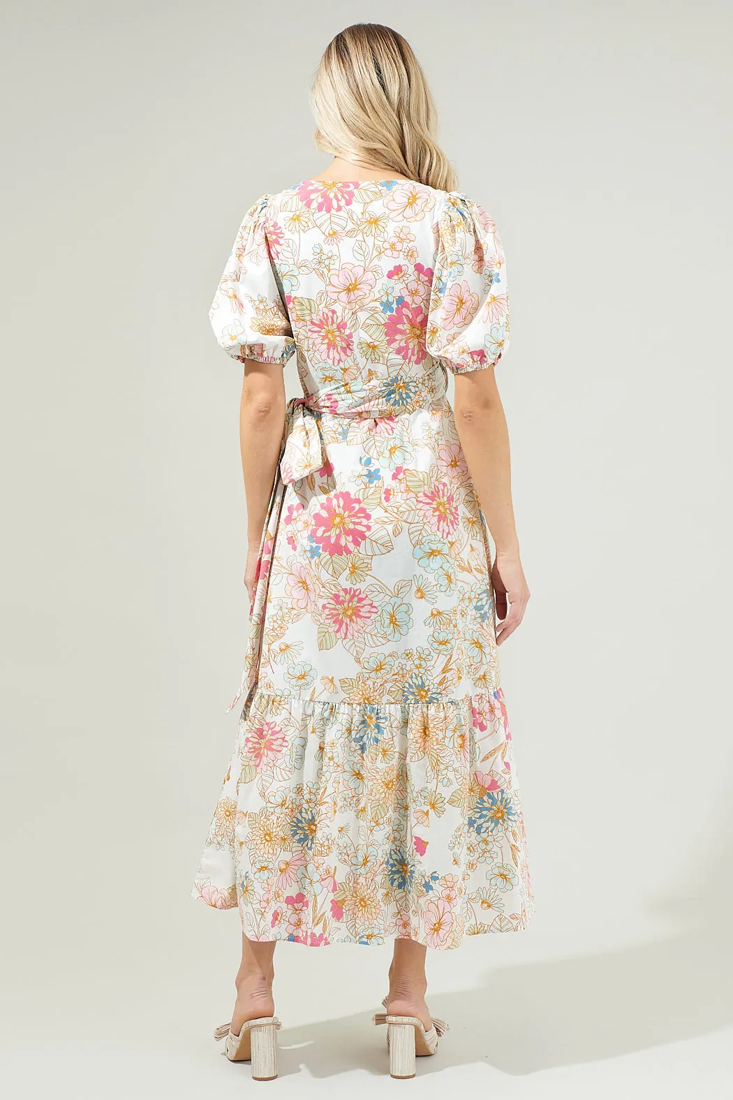 Day Lily Floral Poplin Wrap Top Midi Dress sold by Sugarlips product image thumbnail 3