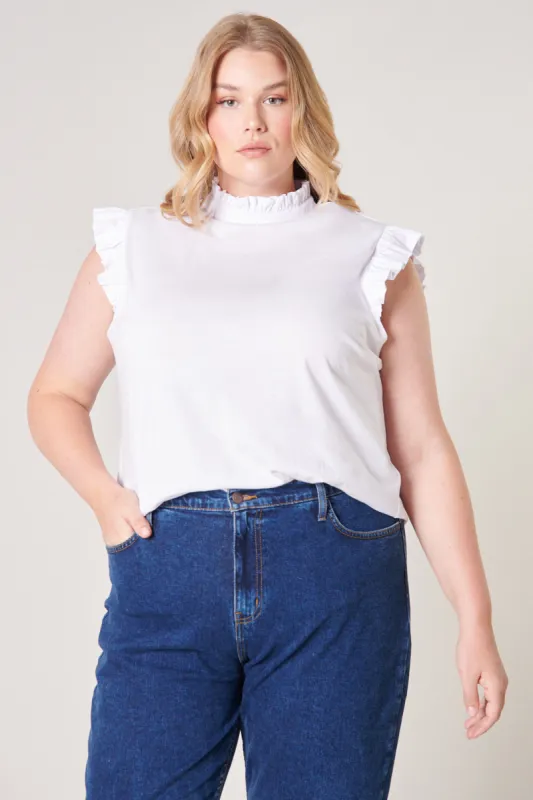 Jaylen Ruffle Mock Neck Knit Top Curve sold by Sugarlips
