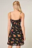 English Rose Onyx Floral Kaia Tie Strap Ruffle Mini Dress sold by Sugarlips