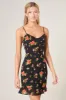 English Rose Onyx Floral Kaia Tie Strap Ruffle Mini Dress sold by Sugarlips