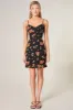 English Rose Onyx Floral Kaia Tie Strap Ruffle Mini Dress sold by Sugarlips