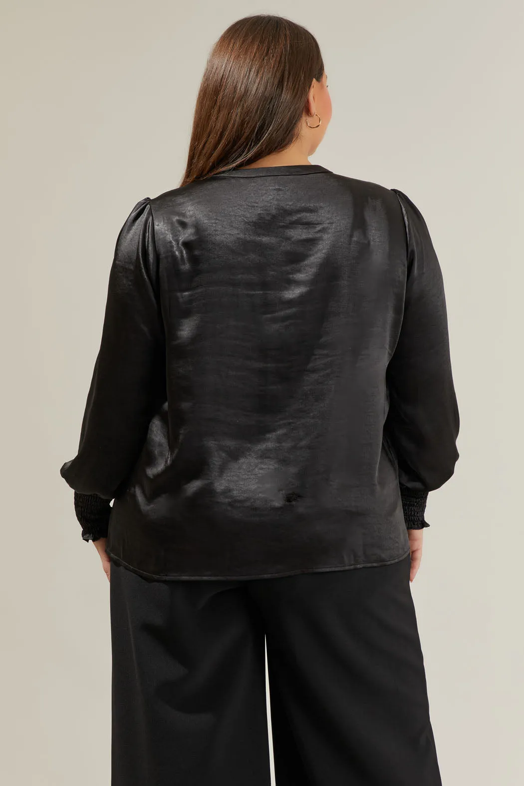 Henley Satin Long Sleeve Blouse Curve sold by Sugarlips product image thumbnail 2