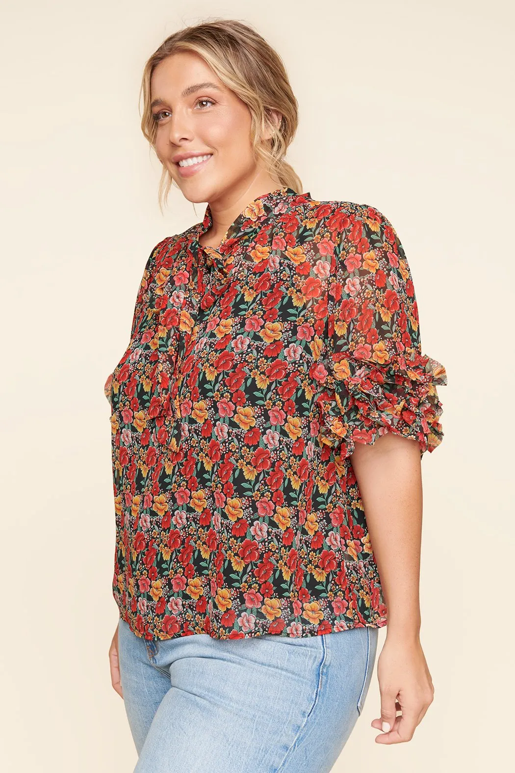 Sweet Tropics Lida Tie Neck Top Curve sold by Sugarlips product image thumbnail 3