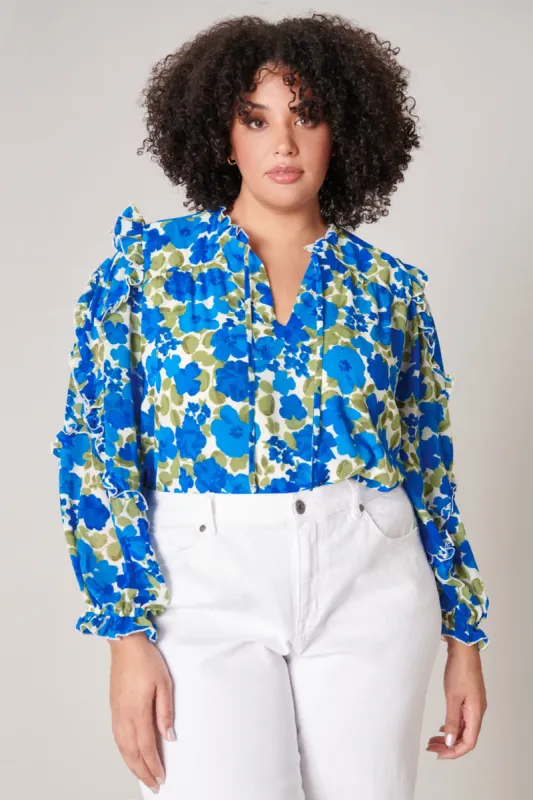 Lizzie Floral Raj Ruffle Balloon Sleeve Blouse Curve sold by Sugarlips
