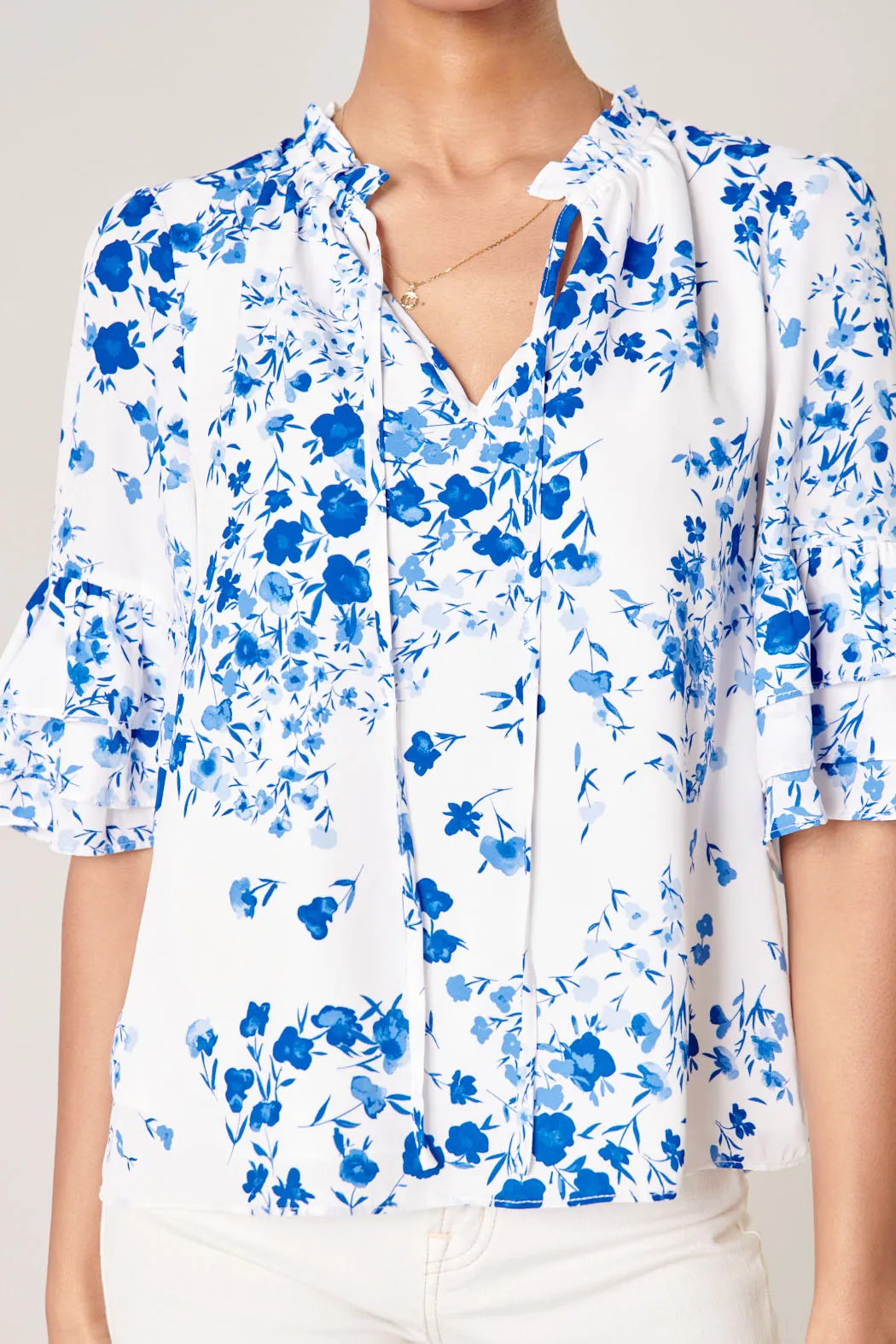 Love Bomb Sapphire Break Room Ruffle Blouse sold by Sugarlips product image thumbnail 5